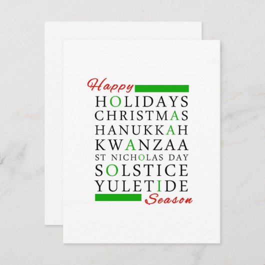 Cartes Pour Fêtes Annuelles Noël Kwanzaa Hanoukka Solstice Yuletide (Devant / Derrière)