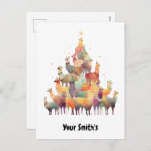 Cartes Pour Fêtes Annuelles Noël lama (Devant / Derrière)