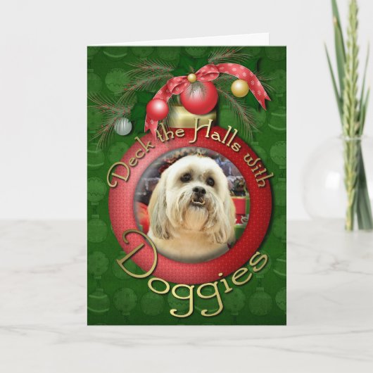 Cartes Pour Fêtes Annuelles Noël - Lhassa Apso - Solo (Devant)