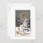 Cartes Pour Fêtes Annuelles Noël Lune (Devant / Derrière)