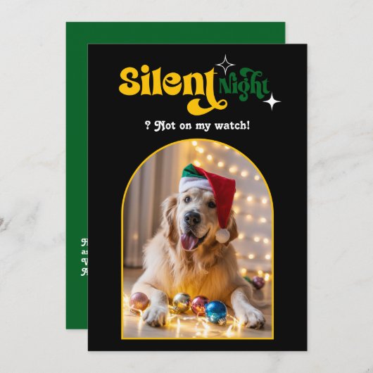 Cartes Pour Fêtes Annuelles Noël Luxe Drôle Rétro Photo de Chien de Compagnie (Devant / Derrière)