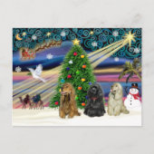 Cartes Pour Fêtes Annuelles Noël Magic Cocker Spaniels (trois) (Devant)