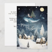 Cartes Pour Fêtes Annuelles Noël magique : Flying Whale (Devant / Derrière)
