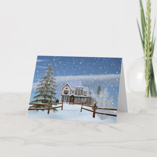 Cartes Pour Fêtes Annuelles Noël, Maison en Snowy Winter Scene (Devant)