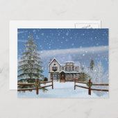 Cartes Pour Fêtes Annuelles Noël, Maison en Snowy Winter Scene (Devant / Derrière)