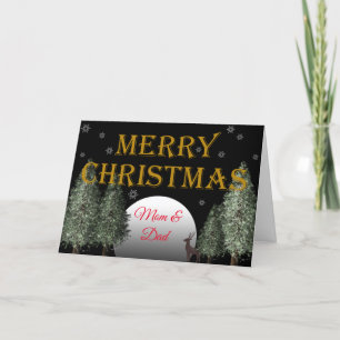 Cartes Pour Fêtes Annuelles Noël Maman Papa Lune Cerf Traditionnel