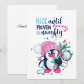 Cartes Pour Fêtes Annuelles Noël manchot (Devant / Derrière)