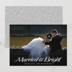 Cartes Pour Fêtes Annuelles Noël Marié et brillant   Photo moderne en argent