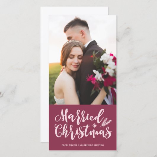 Cartes Pour Fêtes Annuelles Noël marié | Photo moderne Pine Mauve (Devant / Derrière)