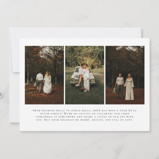 Cartes Pour Fêtes Annuelles Noël marié | Première photo de vacances (Dos)