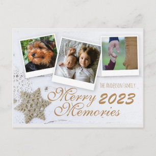 Cartes Pour Fêtes Annuelles Noël Merry Memories Rustic Snowflake & Photos