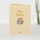Cartes Pour Fêtes Annuelles Noël mignon chat étoiles or (Dos)