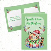 Cartes Pour Fêtes Annuelles Noël mignon chattes étoiles vert