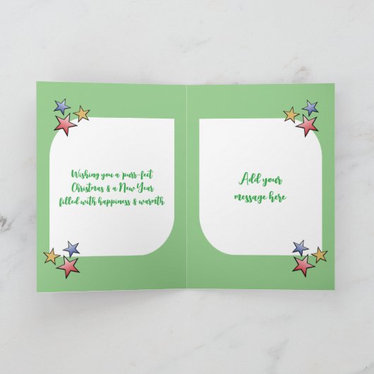 Cartes Pour Fêtes Annuelles Noël mignon chattes étoiles vert (Intérieur)