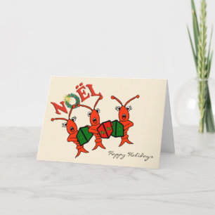 Cartes Pour Fêtes Annuelles Noël mignon de homard d'écrevisses de Caroling