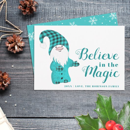 Cartes Pour Fêtes Annuelles Noël mignon Gnome bleu Turquoise hiver