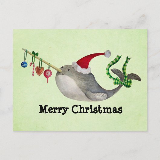 Cartes Pour Fêtes Annuelles Noël mignon Narwhal (Devant)