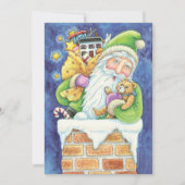 Cartes Pour Fêtes Annuelles Noël mignon, Père Noël à Chimney avec jouets (Devant)