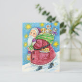 Cartes Pour Fêtes Annuelles Noël mignon, Père Noël avec chatons et chats ! (Debout devant)