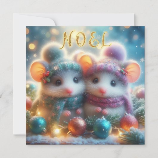 Cartes Pour Fêtes Annuelles Noel mignon souris Noël Noël religieux Noël (Devant)