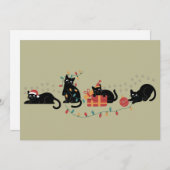 Cartes Pour Fêtes Annuelles Noël Mignonne Amoureux des chats Crew Feux de Noël (Devant / Derrière)