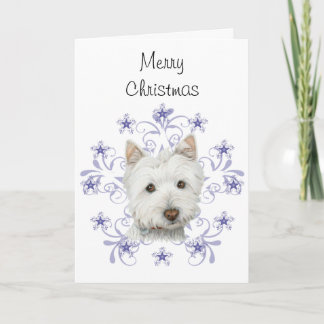 Cartes Pour Fêtes Annuelles Noël mignonne Chien Westie Art et Flacon de neige