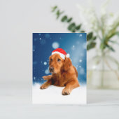 Cartes Pour Fêtes Annuelles Noël Mignonne Golden Retriever Chien Santa Hat Nei (Debout devant)
