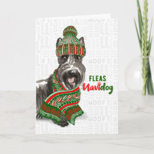 Cartes Pour Fêtes Annuelles Noël mignonne Scottie Fleas NaviDOG
