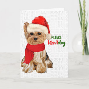 Cartes Pour Fêtes Annuelles Noël mignonne Yorkshire Terrier Fleas NaviDOG
