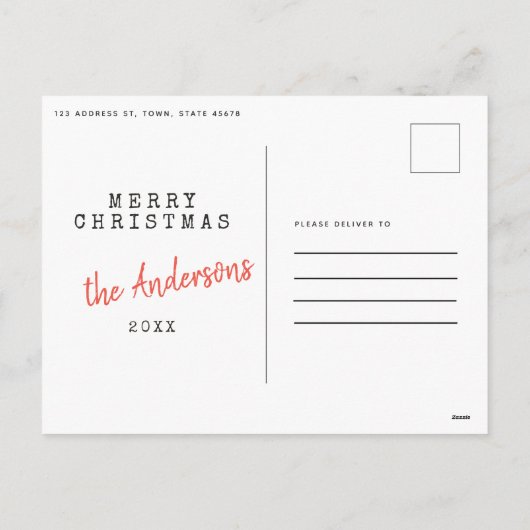 Cartes Pour Fêtes Annuelles Noël minimal moderne deux vacances de famille phot (Dos)