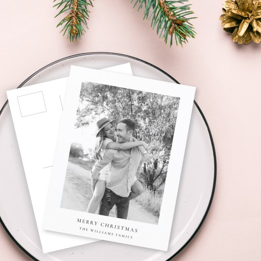 Cartes Pour Fêtes Annuelles Noël minimal | Photo simple en noir et blanc