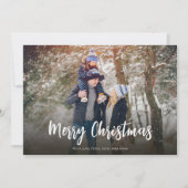 Cartes Pour Fêtes Annuelles Noël Minimal Rouge Simple Script 2 Photo Hiver (Devant)