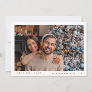 Cartes Pour Fêtes Annuelles Noël minimaliste Famille moderne Photo Rouge