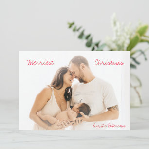 Cartes Pour Fêtes Annuelles Noël Moderne avec Texte Rouge Minimaliste en Polic
