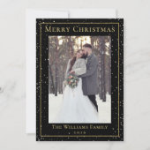Cartes Pour Fêtes Annuelles Noël moderne Black Gold Snowfall 2 Photo (Devant)