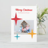 Cartes Pour Fêtes Annuelles Noël moderne du milieu du siècle, Étoiles Rétro (Debout devant)