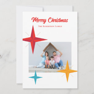 Cartes Pour Fêtes Annuelles Noël Moderne Du Milieu Du Siècle, Stars Rétro