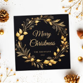 Cartes Pour Fêtes Annuelles Noël moderne Elegant Black Gold Unique Festive