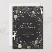 Cartes Pour Fêtes Annuelles Noël Moderne Elegant Festive Noir unique (Devant)