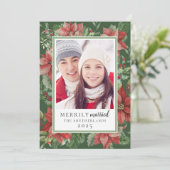 Cartes Pour Fêtes Annuelles Noël Moderne Floral Mariés avec Joie Jeunes Mariés (Debout devant)