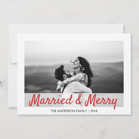 Cartes Pour Fêtes Annuelles Noël moderne Marié et Joyeux Merci Photo (Devant)
