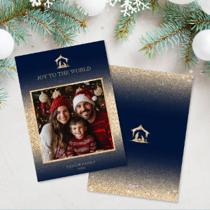 Cartes Pour Fêtes Annuelles Noël moderne Nativité religieuse Photo de famille