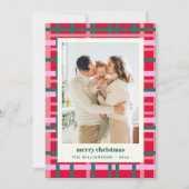 Cartes Pour Fêtes Annuelles Noël moderne Plaid Rouge Vert Vertical 2 Photo (Devant)