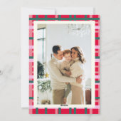 Cartes Pour Fêtes Annuelles Noël moderne Plaid Rouge Vert Vertical 2 Photo (Dos)
