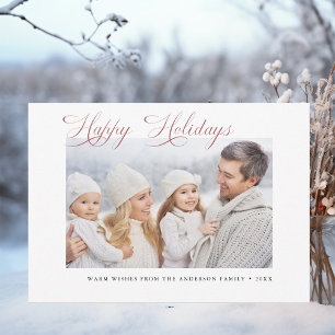 Cartes Pour Fêtes Annuelles Noël moderne Red Happy Holidays Photo