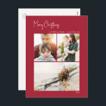 Cartes Pour Fêtes Annuelles Noël moderne | Red Vertical 3 Photo<br><div class="desc">Ce Noël moderne | rouge vertical 3 photo carte postale vacances est parfait pour votre minimaliste shabby chic boho rouge et blanc accueil vacances. La calligraphie manuscrite minimaliste est délicate et rustique tout en restant élégante et élégante. Vous trouverez que tout ce qui concerne ce produit est modifiable, alors n'hésitez...</div>
