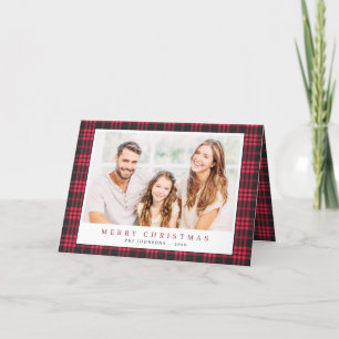 Cartes Pour Fêtes Annuelles Noël moderne rose noir motif tartan à carreaux