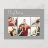 Cartes Pour Fêtes Annuelles Noël moderne | Script Argent à cinq photos (Devant)