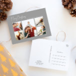Cartes Pour Fêtes Annuelles Noël moderne | Script Argent à cinq photos<br><div class="desc">Ce Noël moderne | argent script cinq photo carte postale vacances est parfait pour votre minimaliste shabby chic boho argent et blanc voeux de vacances. La calligraphie manuscrite minimaliste est délicate et rustique tout en restant élégante et élégante. Vous trouverez que tout ce qui concerne ce produit est modifiable, alors...</div>