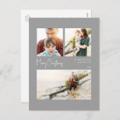 Cartes Pour Fêtes Annuelles Noël moderne | Trois photos centrées sur l'argent (Devant / Derrière)